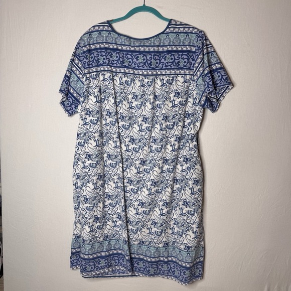 Vermont Country Store Blue Floral 100% Cotton Nightgown 2XL 2X Boho Cottage - Picture 2 of 9